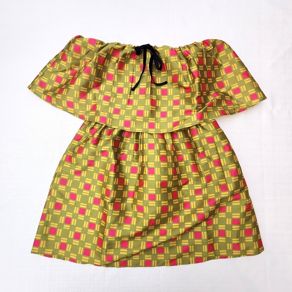 OLIVIA By Livro Tessa Strapless Smocked Mini Dress Top Green Taffeta NWT Sz. XS